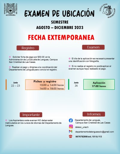 EXAMEN DE UBICACION FECHA EXTEMPORANEA