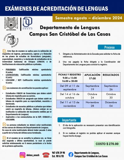 Exámenes de Acreditación Agosto - Diciembre 2024